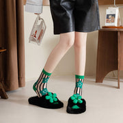 Floral Transparent Mesh Socks