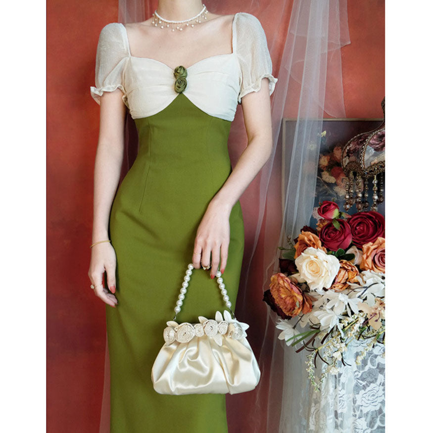 Elegant Stitching Midi Dress