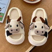 Lovely Cow Linen Slippers