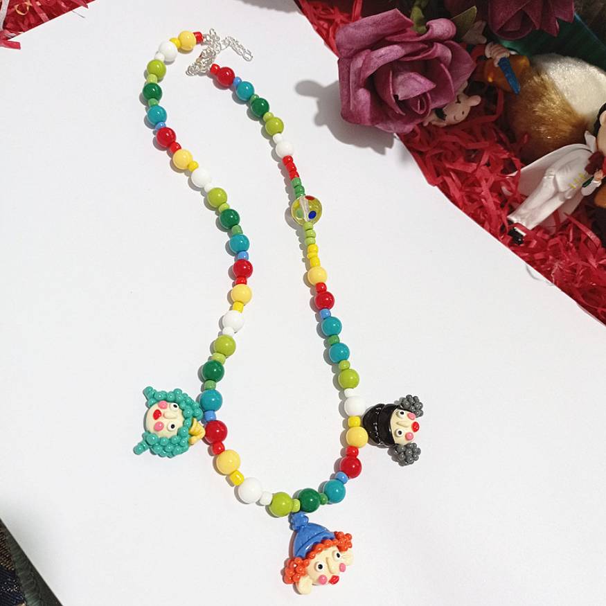 Cartoon Clown Colorful Beaded Necklace