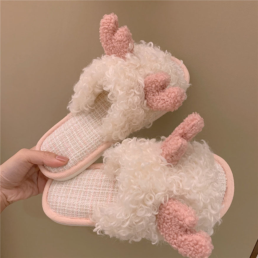 Antlers Fluffy Slippers