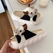 Lovely Cow Linen Slippers
