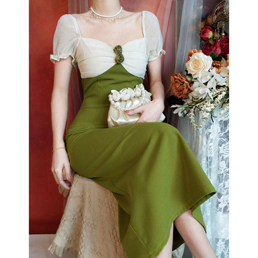 Elegant Stitching Midi Dress