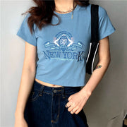 New York Embroidery Crop Top