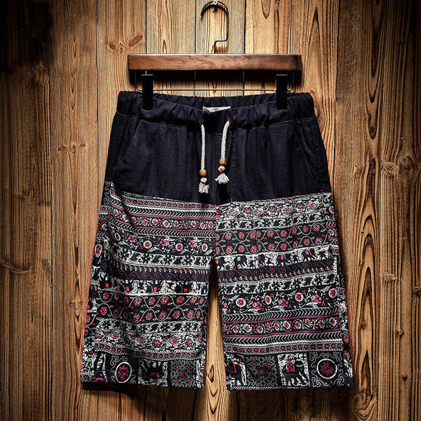 Natsu Short Pants Black/Red Ethnic