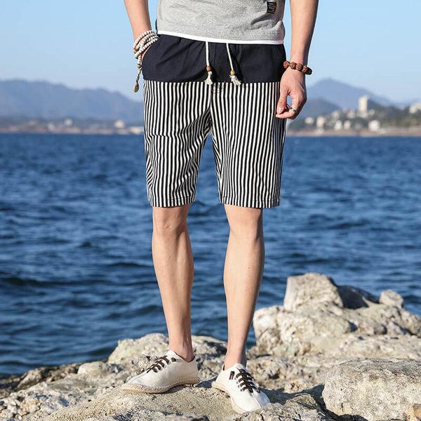 Natsu Short Pants Black/White Stripes