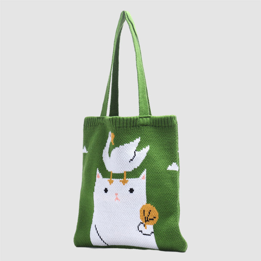 Cat Goose Kintting Shoulder Bag