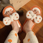 Embroidery Bow Fluffy Slippers