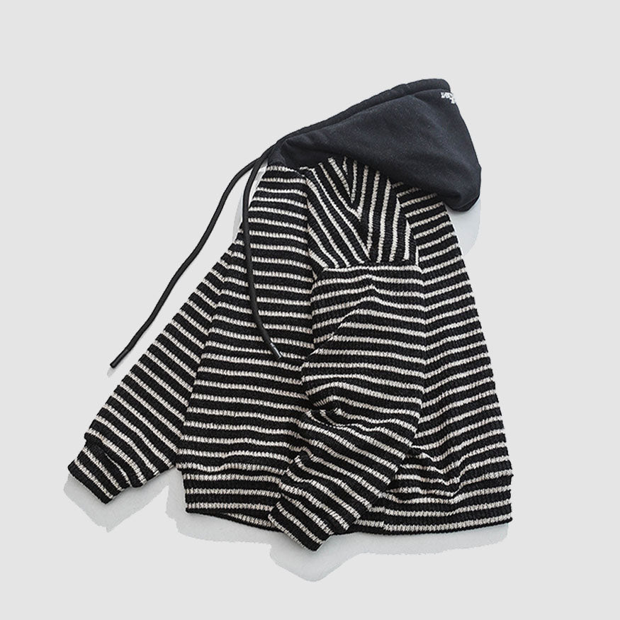 Letters Embroidery Striped Hoodie