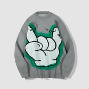 Gesture Print Knitted Sweater