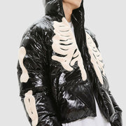 Skull Pattern Hooded Zipper Coat
