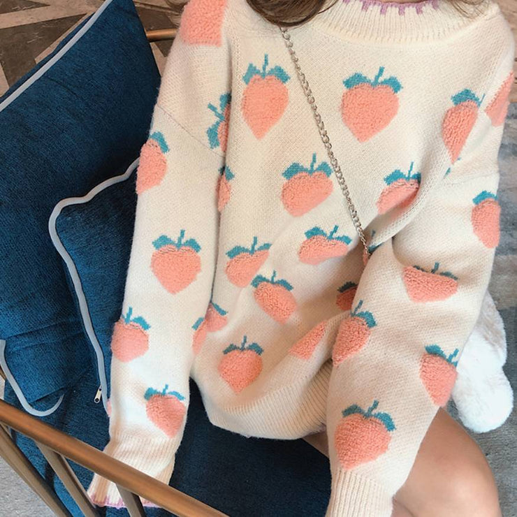 Fruit Print Knitted Sweater