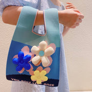 Smiley Flower Decor Knit Bags