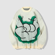 Gesture Print Knitted Sweater