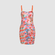 Color Blocking Ruched Mini Dress