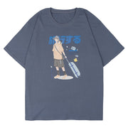 Japanese Anime Travel Boy Print Cotton T-Shirt