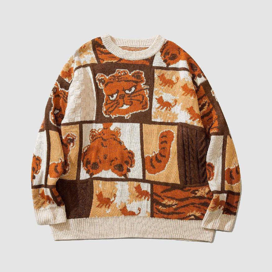 Lovely Tiger Stitching Sweater
