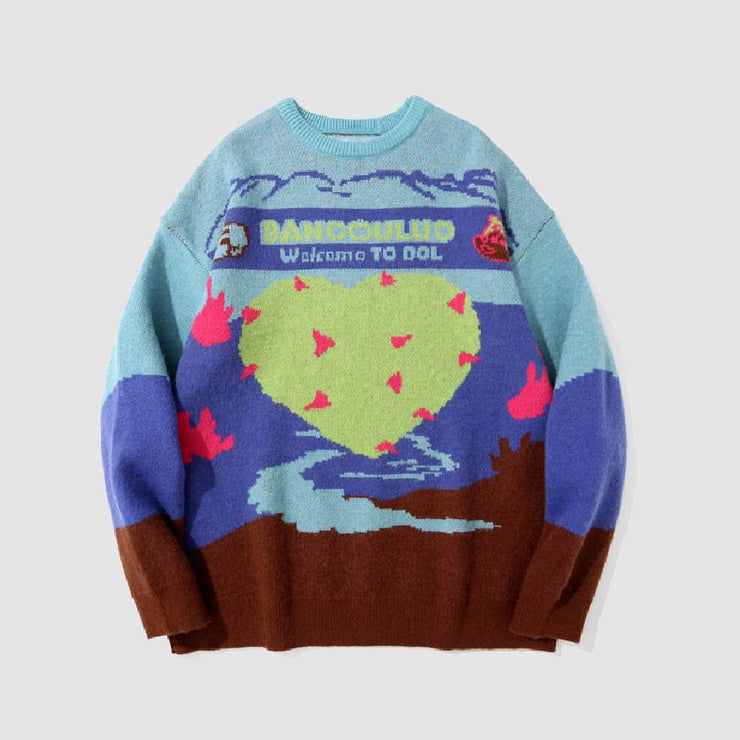 Brave Heart Print Sweater