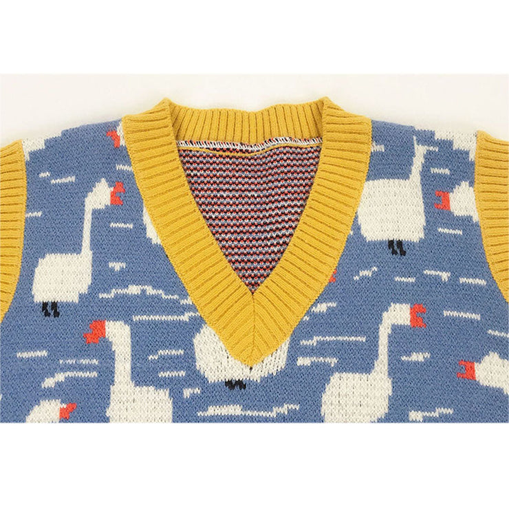 Cute Goose Pattern Vest Sweater