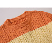 Color Striped Cable-Knit Sweater
