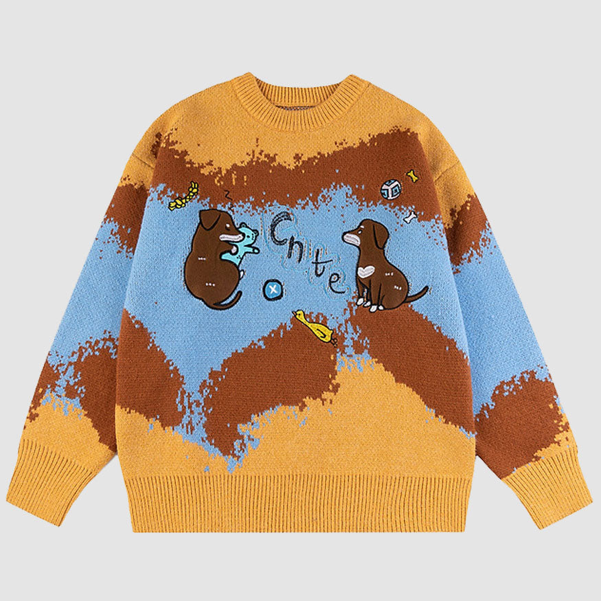 Cute Dog Illustration Sweater