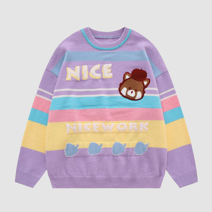Cute Bear Stripe Pattern Sweater