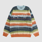 Color Striped Fuzzy Sweater