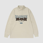 Funny Bear Print Collared Sweatshirts