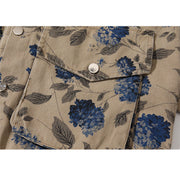 Vintage Floral Print Collared Jacket