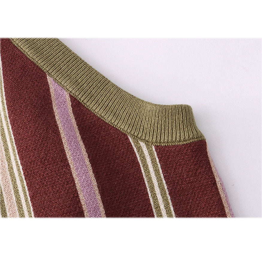 Vintage Vertical Striped Vest Sweater
