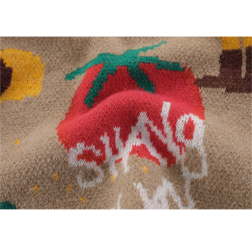 Cartoon Tomato Pattern Sweater