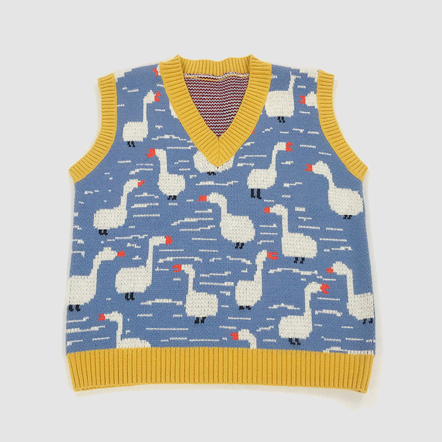 Cute Goose Pattern Vest Sweater