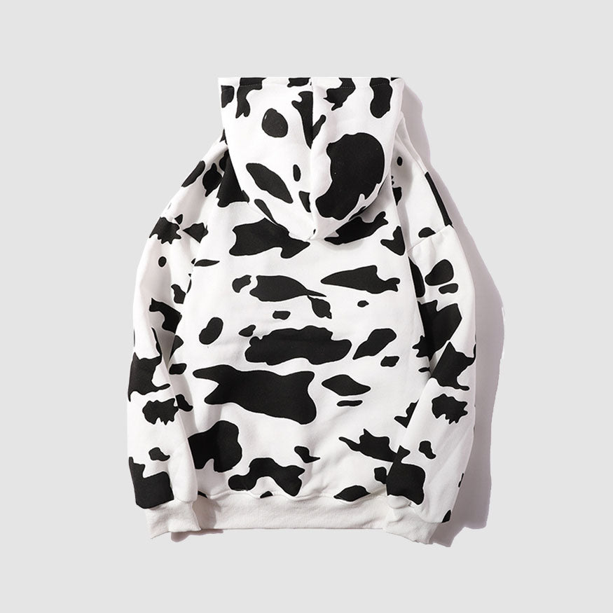 Cow Print Drawstring Hoodies