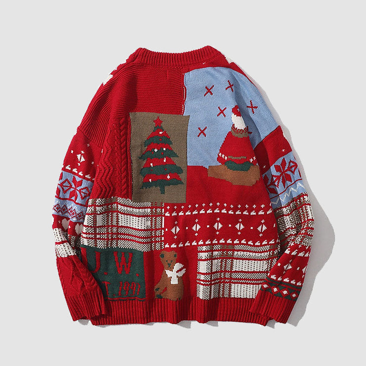 Cute Christmas Bear Pattern Knit Sweater
