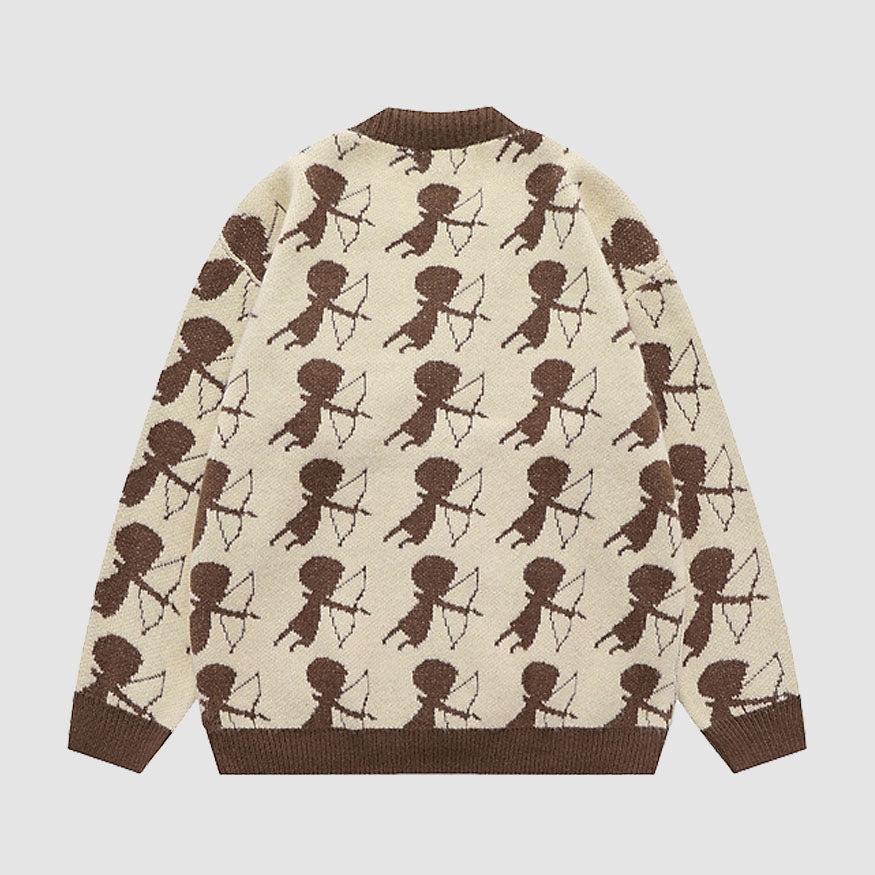 Cupid Pattern Cardigan Sweater