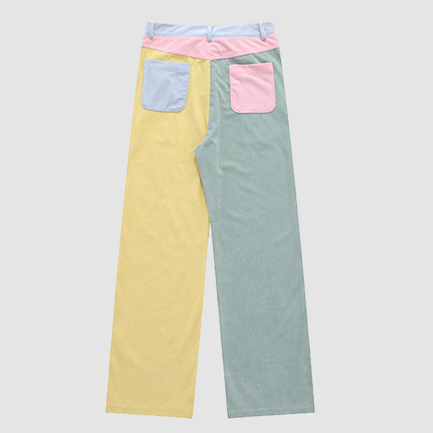 Cute Color Patchwork Casual Pants
