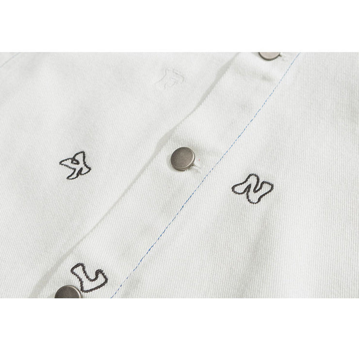 Cute Letter Embroidered Denim Jacket