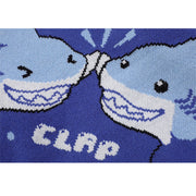 Shark Clapping Pattern Knit Sweater