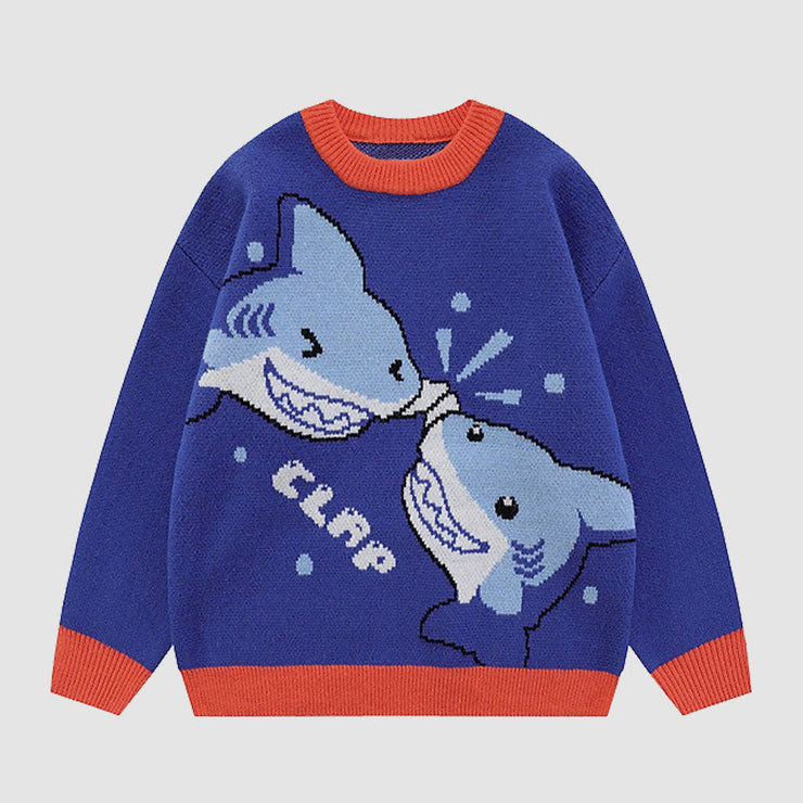 Shark Clapping Pattern Sweater