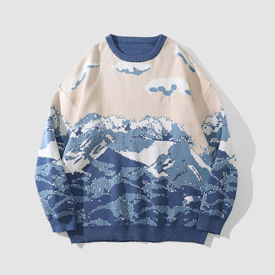 Vintage Japanese Style Snow Mountain Sweater