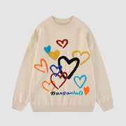 Heart Pattern Graffiti Sweater