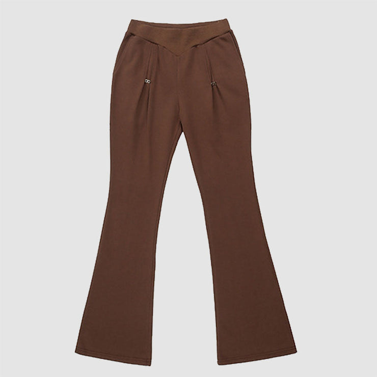 Minimalist Style Pleated Flare Pants
