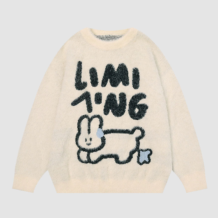 Fuzzy Rabbit Pattern Sweater