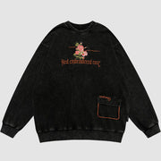 Vintage Distressed Rose Embroidered Sweatshirt