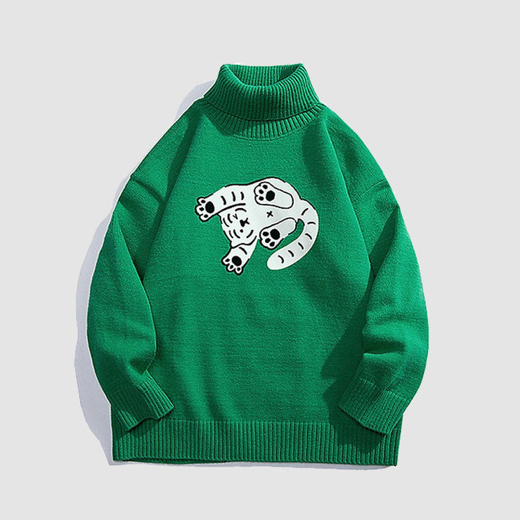 Funny Tiger Pattern Turtleneck Sweater
