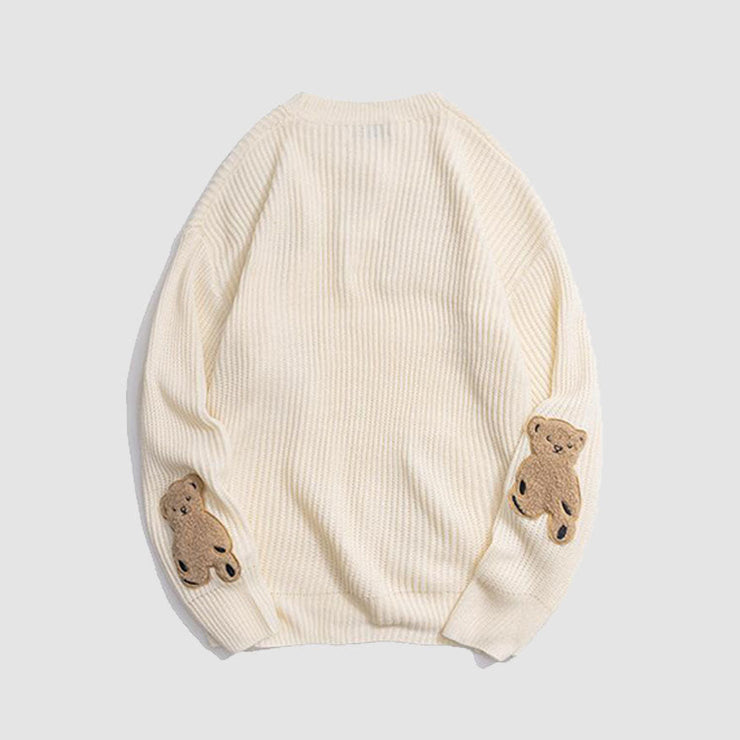 Cute Bear Pattern Patchwork Sweater