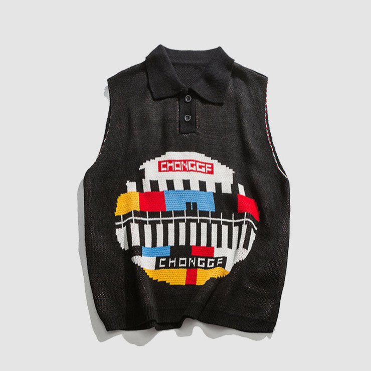 Funny Graphic Pattern Vest Sweater