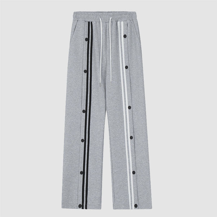 Striped Button Drawstring Pants