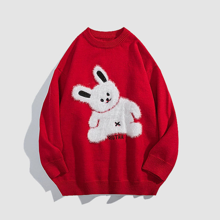 Fuzzy Long Ear Rabbit Pattern Sweater