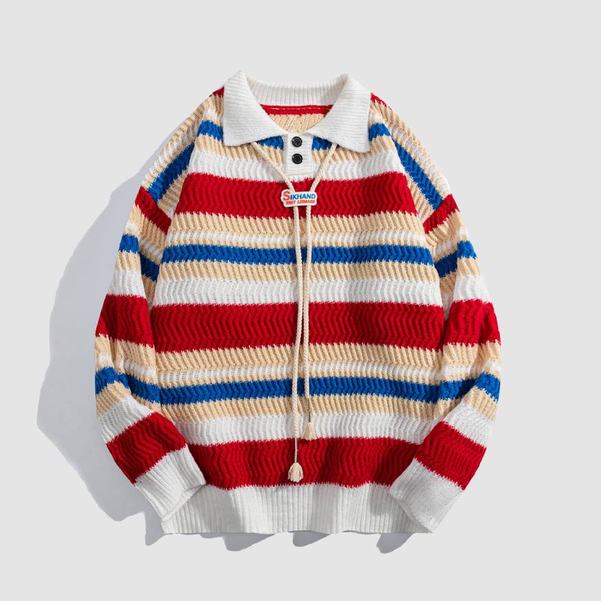 Detachable Drawing Striped Sweater
